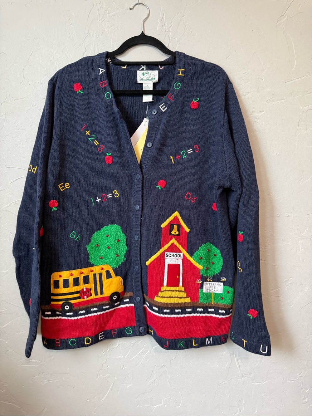 The Quacker Factory Cardigan Sweater School Teacher Size Large Vintage NWT